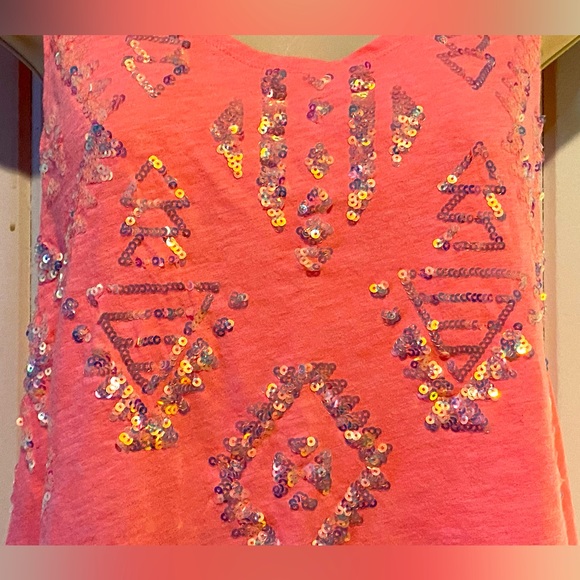 SALE 3/$12 NWOT PINK tank top,hot pink stretch cotton blend,ABS sequins, S - Picture 4 of 11